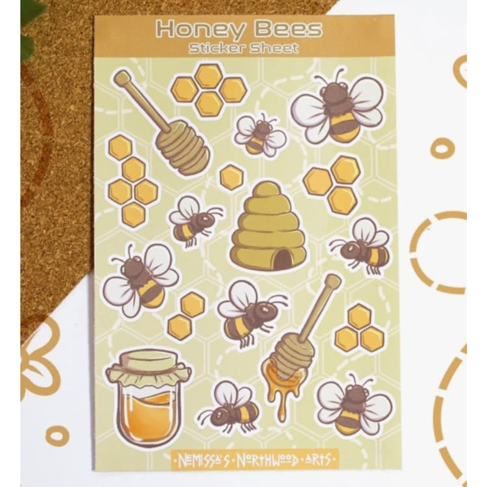 Nemissa's Northwood Arts Honey Bees Sticker Sheet