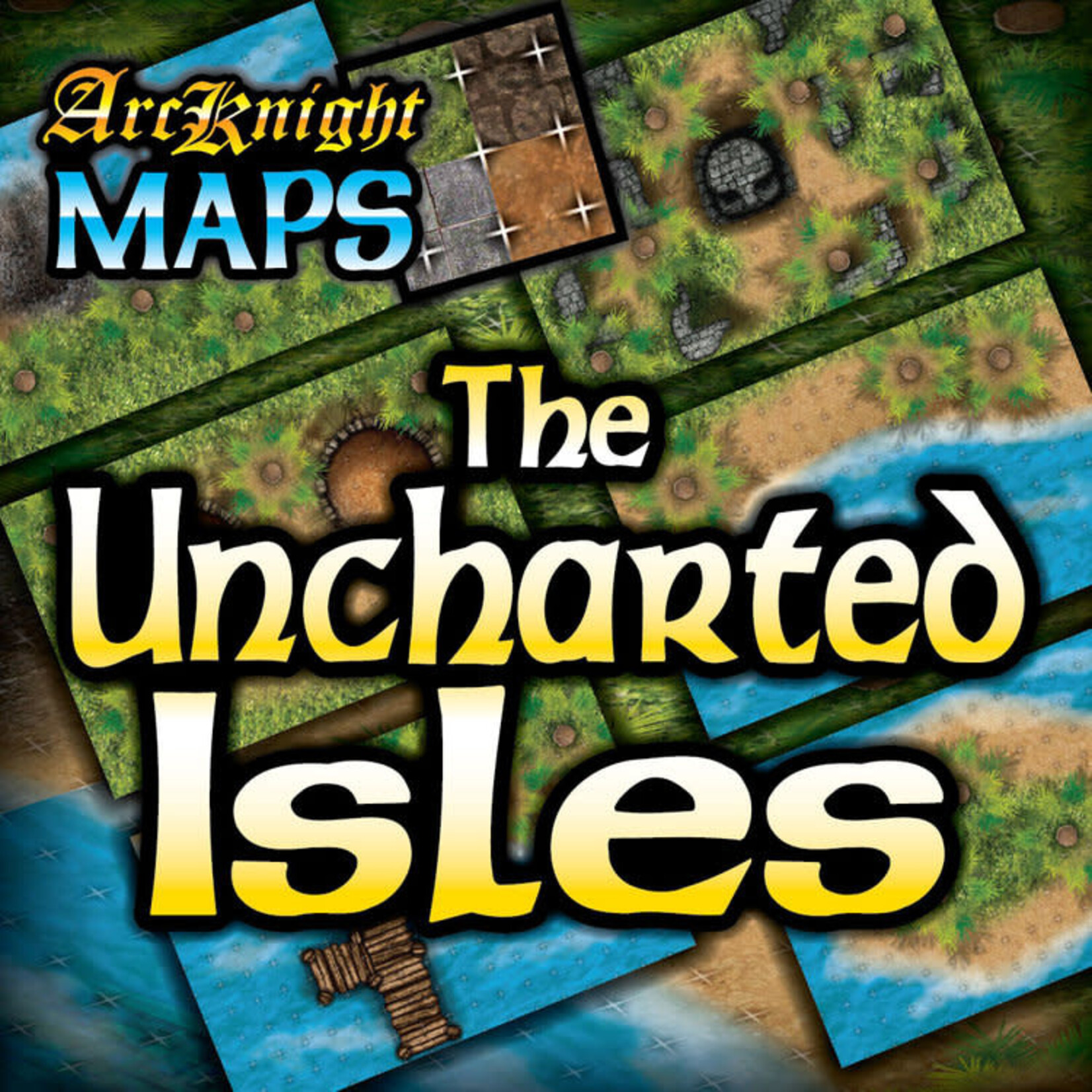 ArcKnight The Uncharted Isles 1" Square Grid Laminated Map Pack