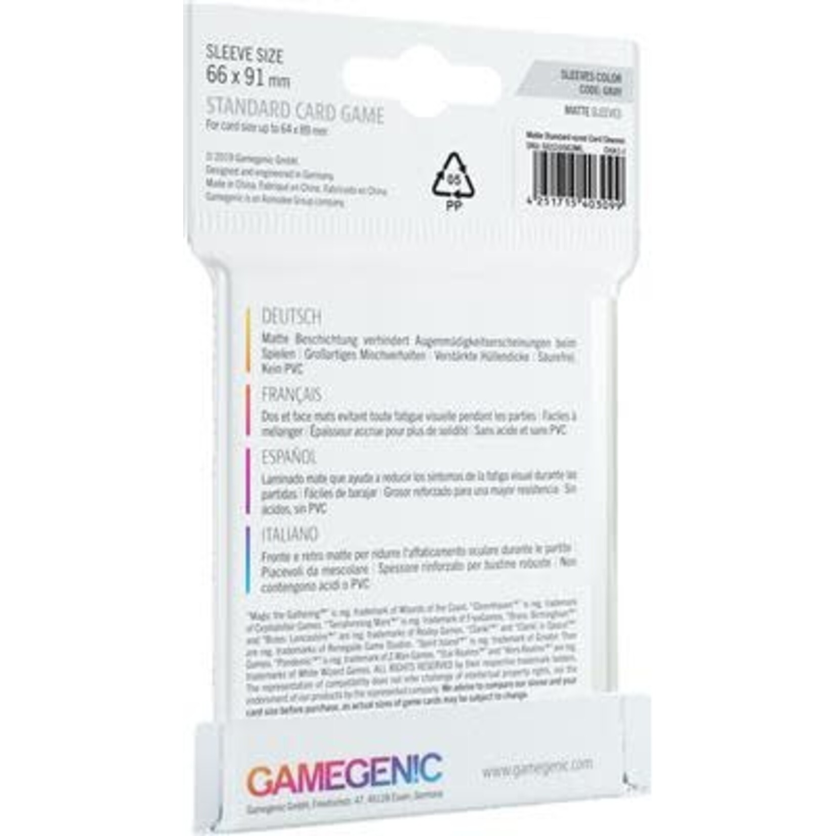 Gamegenic MATTE Sleeves: Standard Card Game (66 x 91 mm)