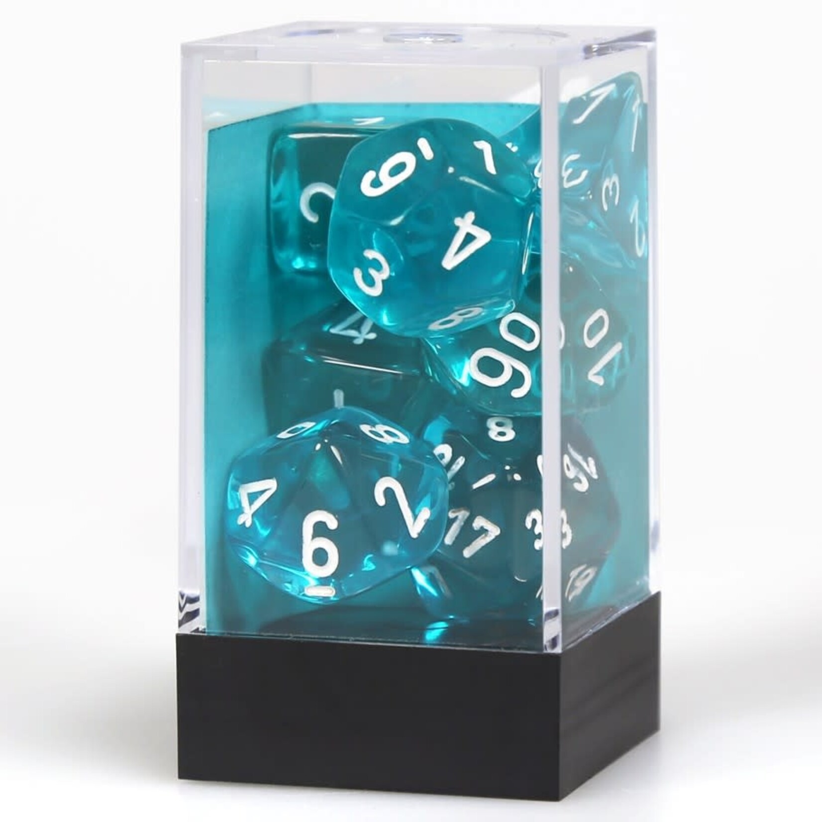 Chessex Translucent Polyhedral 7-Die Set: Teal with white