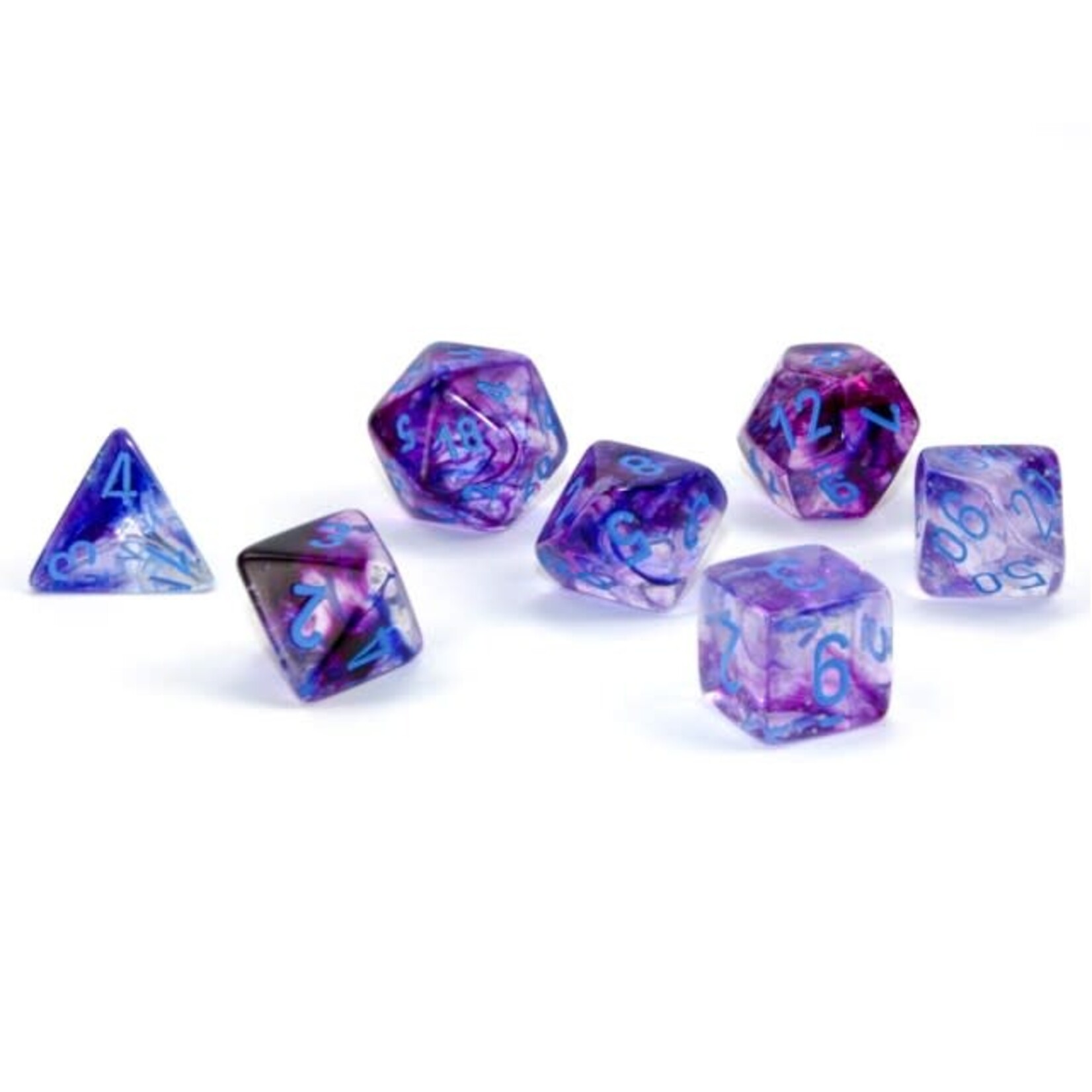 Chessex Polyhedral 7-Die Set: Nebula Nocturnal with blue