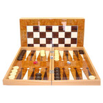 WorldWise Imports Backgammon Set: 19" Burlwood Decoupage