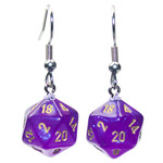 Chessex Mini Dice Hook Earrings: Borealis Royal Purple/gold