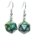 Chessex Mini Dice Hook Earrings: Scarab Jade/gold