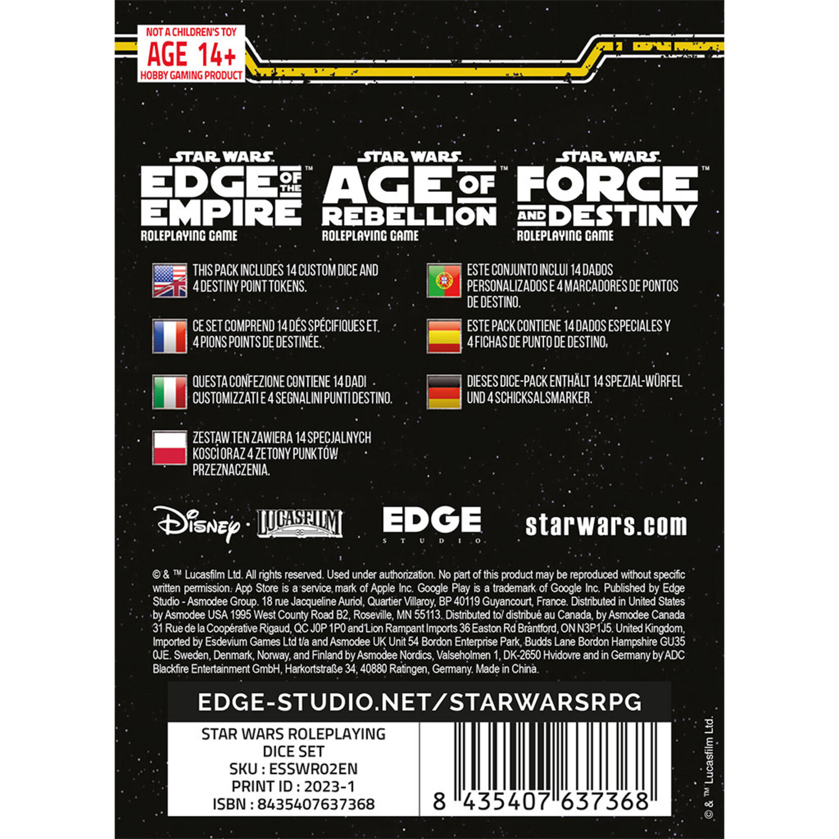 Edge Star Wars Roleplaying Dice