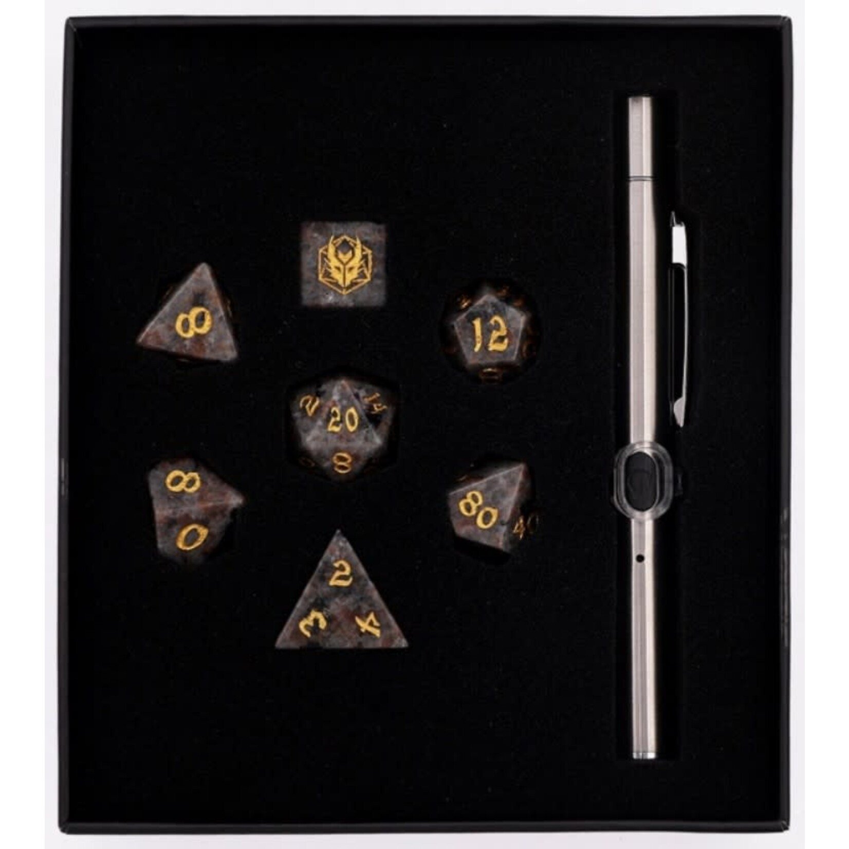 Hymgho Premium Dice Dragon's Hoard Gem Stone Polyhedral Dice Set: Yooperlite UV Light Reactive
