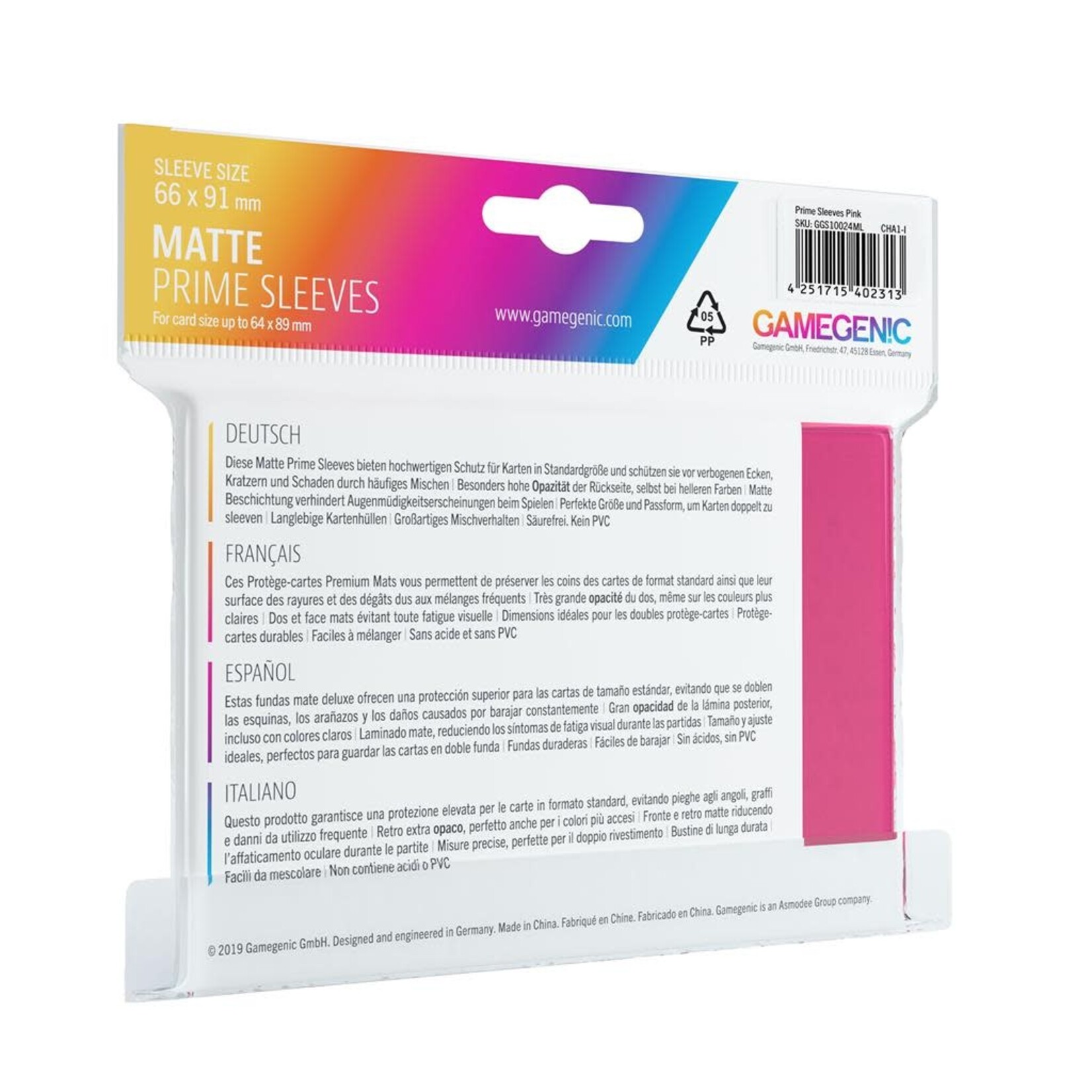 Gamegenic Matte PRIME Sleeves: Pink