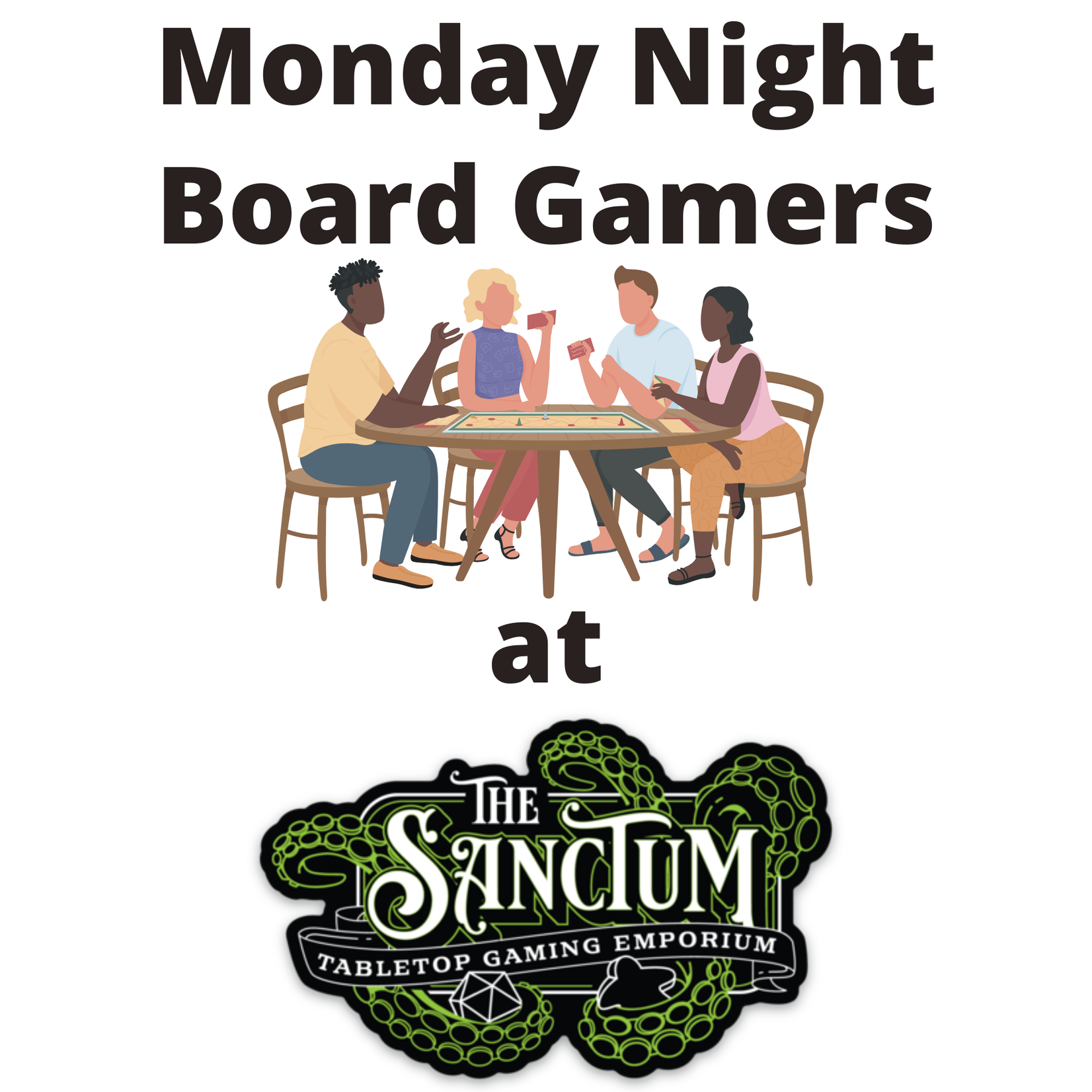 Monday Night Board Gamers, Mondays at 7 pm