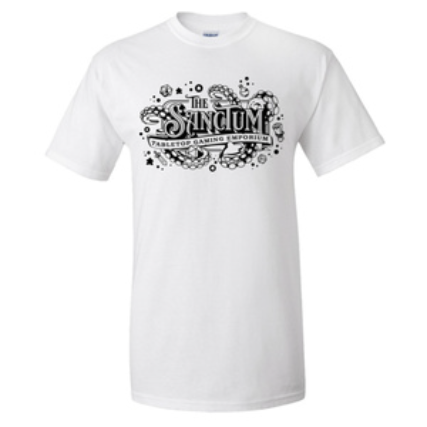 Gildan White T-Shirt with Black Tentacle Sanctum Logo