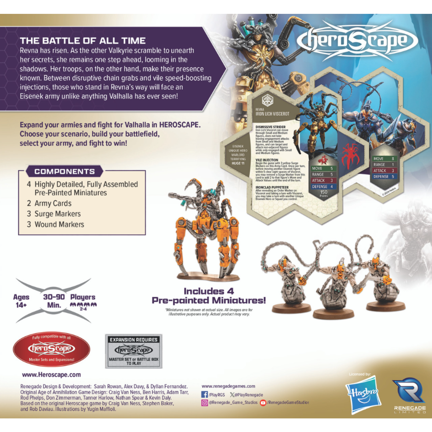 Renegade Game Studios Heroscape: Age of Annihilation: Revna's Rebuke Army Expansion: Iron Lich Viscerot Premium Painted Edition