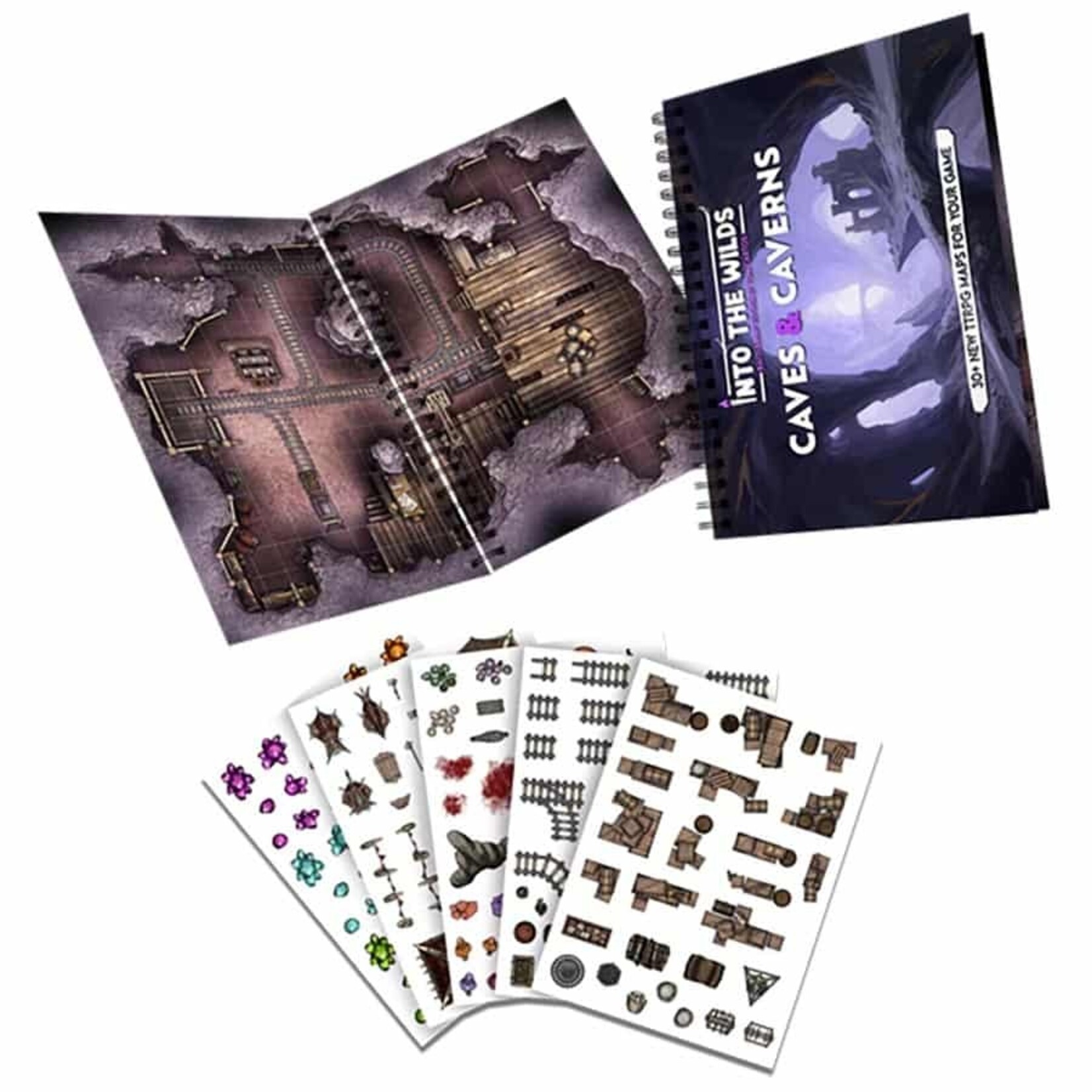 Tom Cartos Into the Wilds Battlemap Books: Caves & Caverns