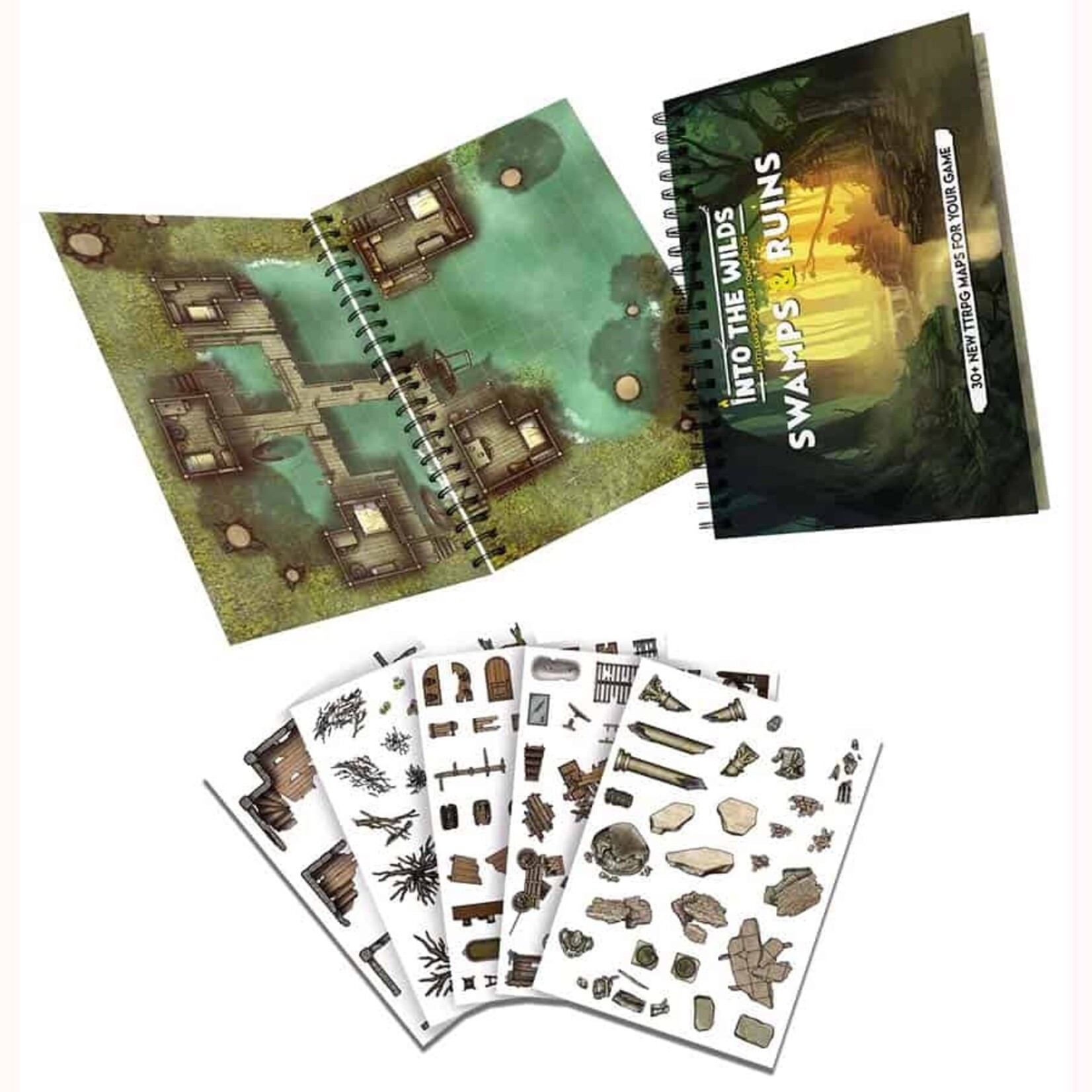 Tom Cartos Into the Wilds Battlemap Books: Swamps & Ruins