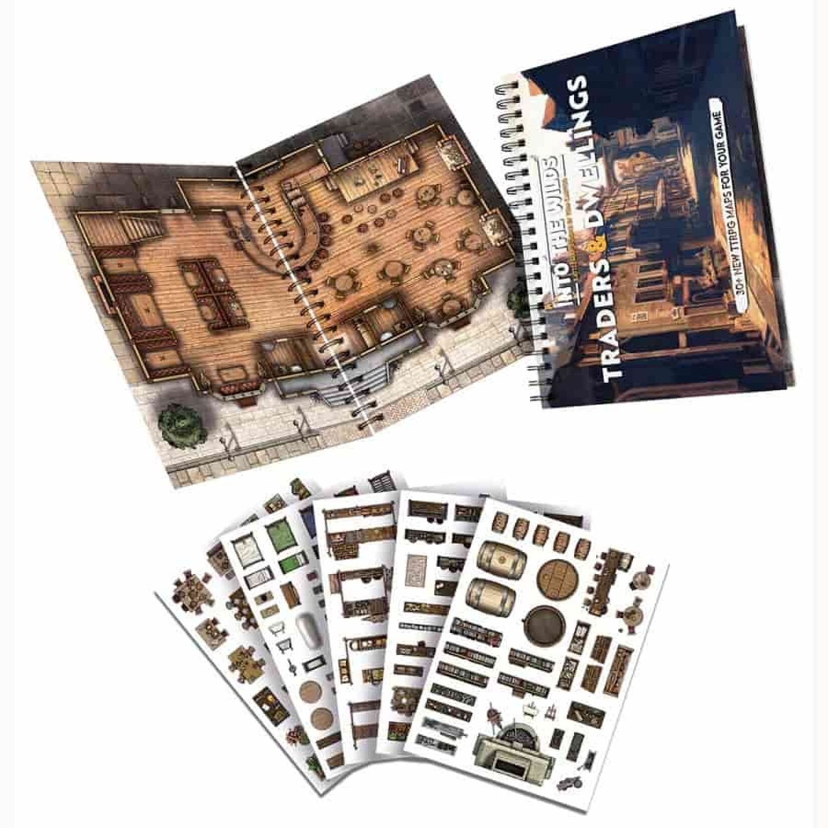 Tom Cartos Into the Wilds Battlemap Books: Traders & Dwellings