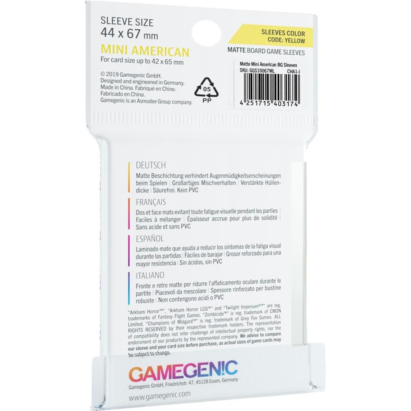 Gamegenic MATTE Sleeves: Mini American (44 x 67 mm)