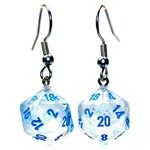 Chessex Mini Dice Hook Earrings: Borealis Icicle/light blue