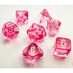Chessex Mini 7-Die Set: Translucent Pink with white