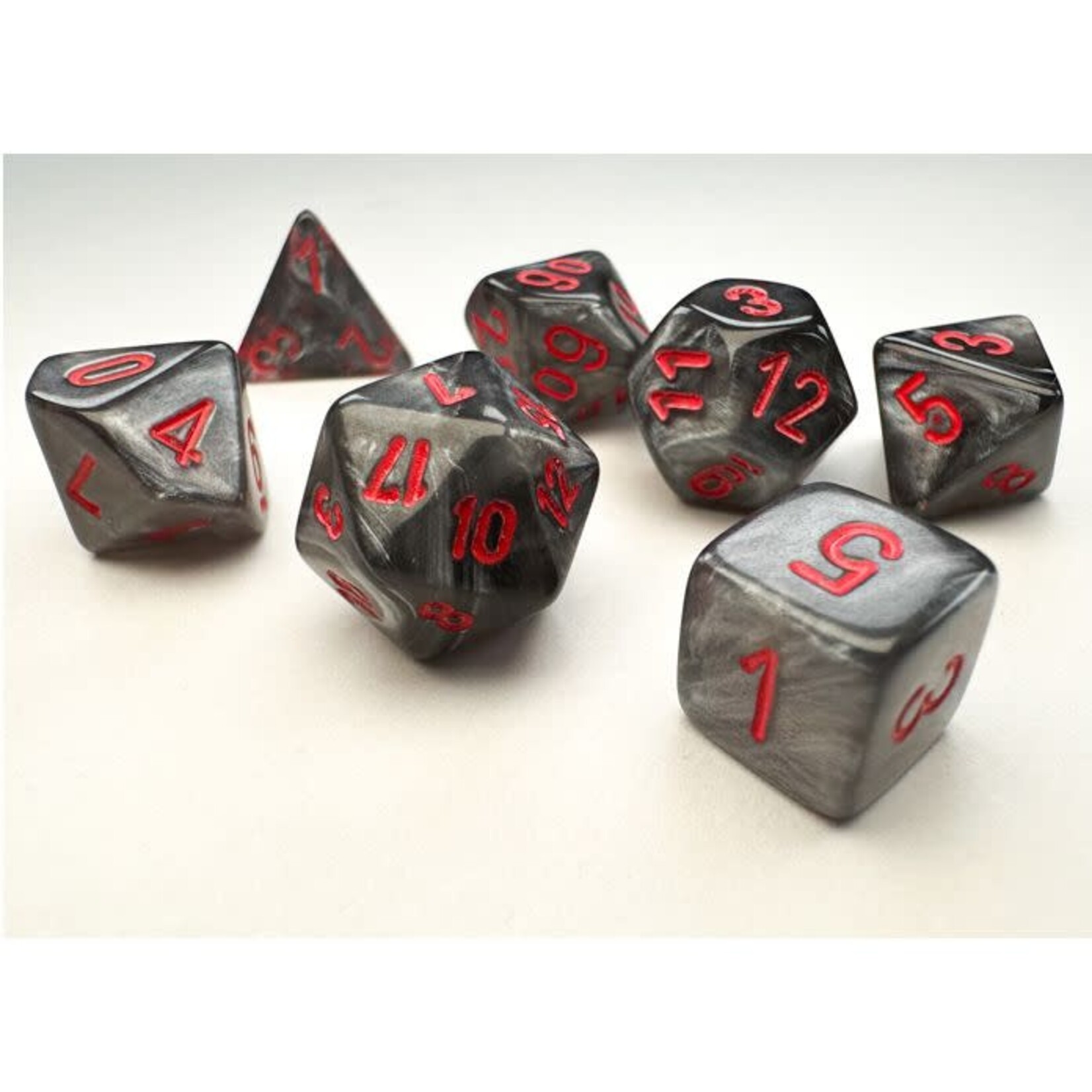 Chessex Mini 7-Die Set: Velvet Black with red