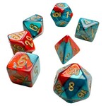 Chessex Mini 7-Die Set: Gemini Red-Teal with gold