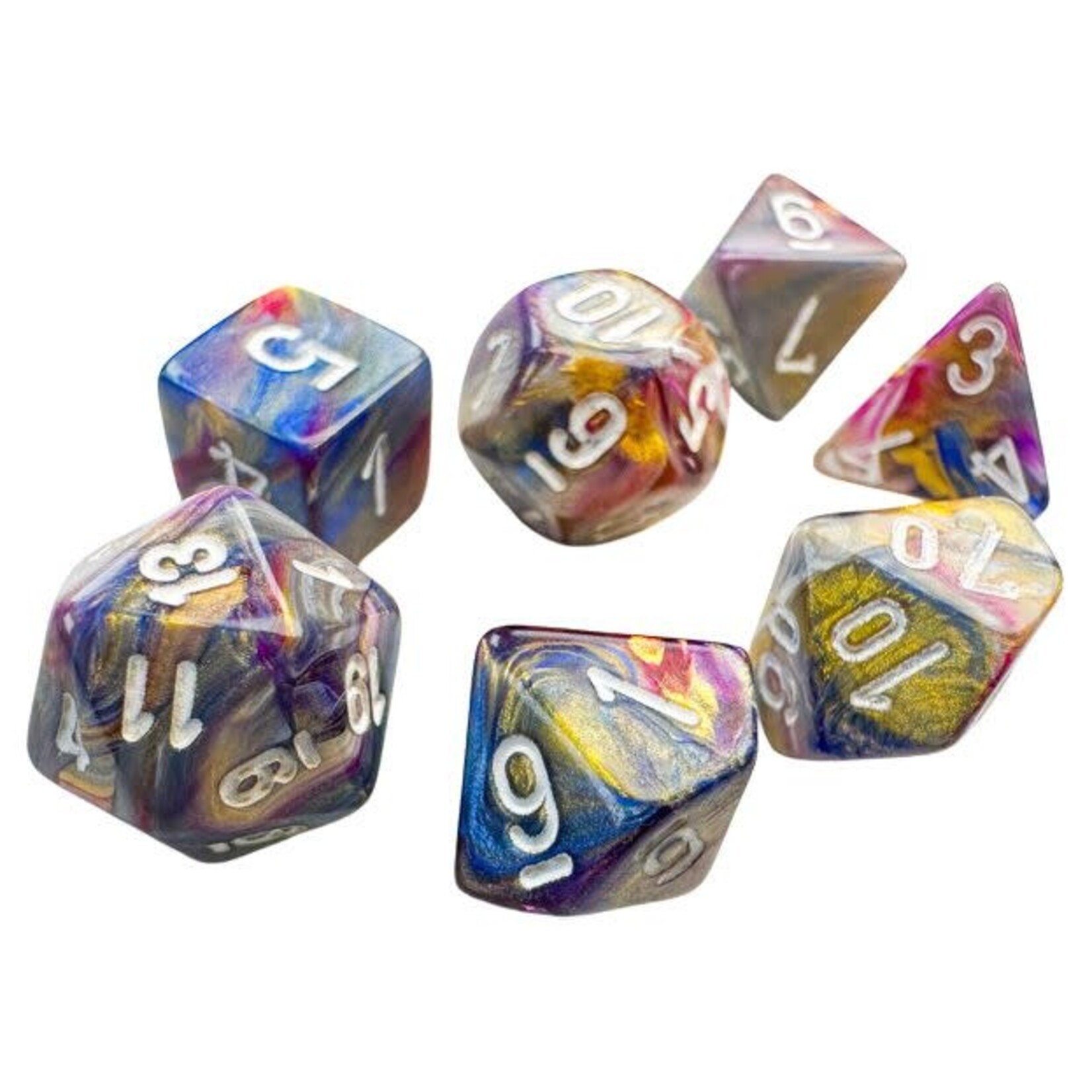 Chessex Mini 7-Die Set: Festive Carousel with white