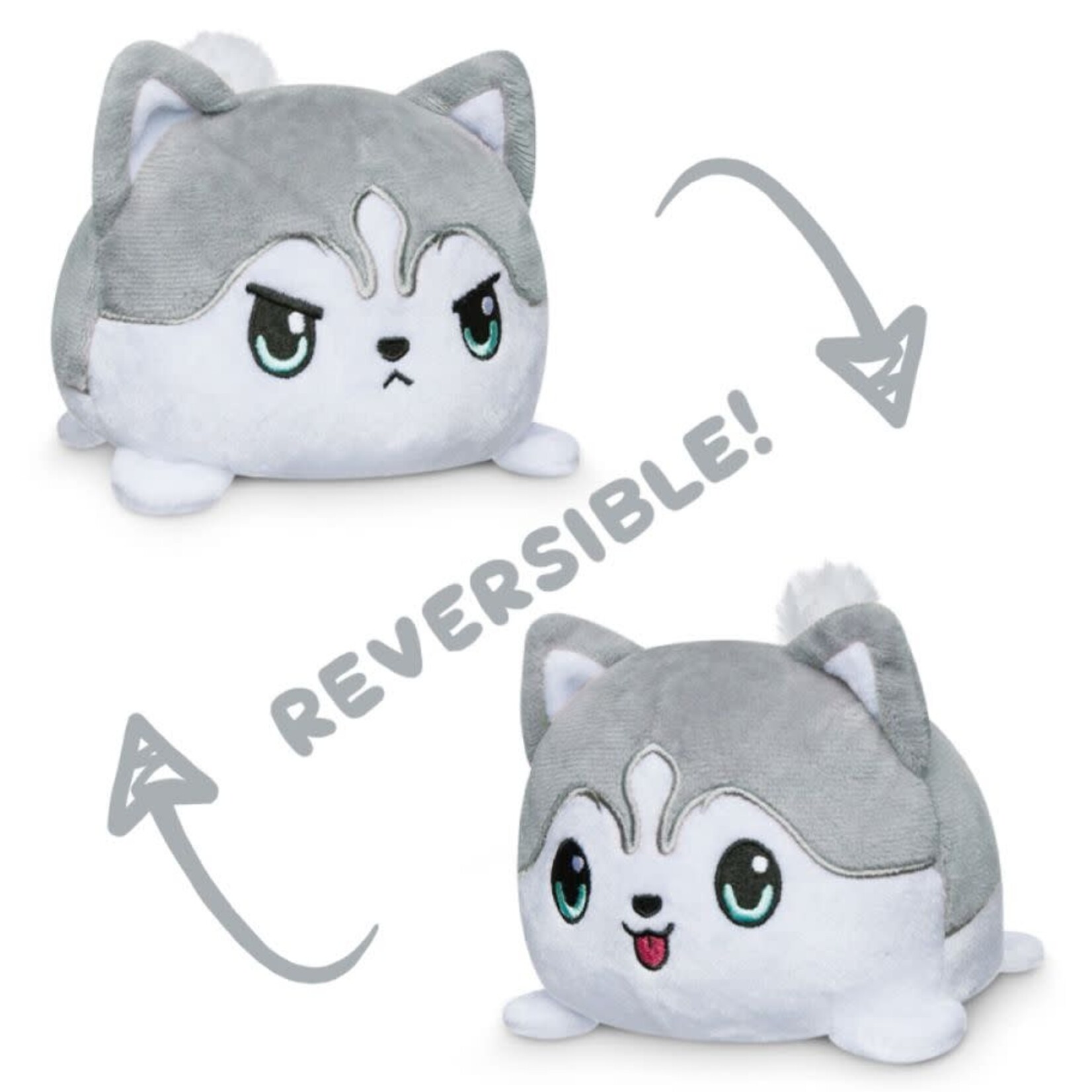 Teeturtle LLC Reversible Husky Plush: Happy Gray & Angry Gray