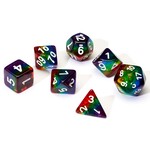 Sirius Dice 7-Die Set: Transparent Resin Rainbow with white