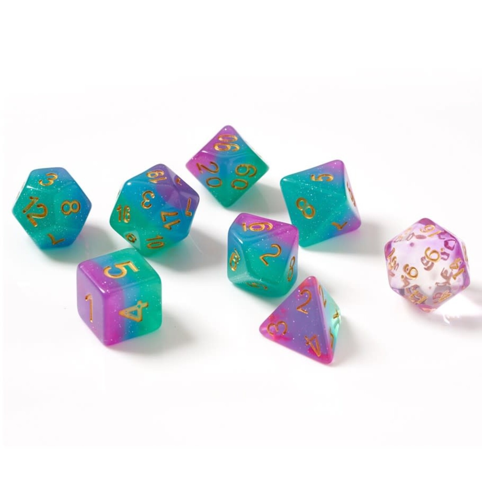 Sirius Dice 7-Die Set: Northern Lights with gold