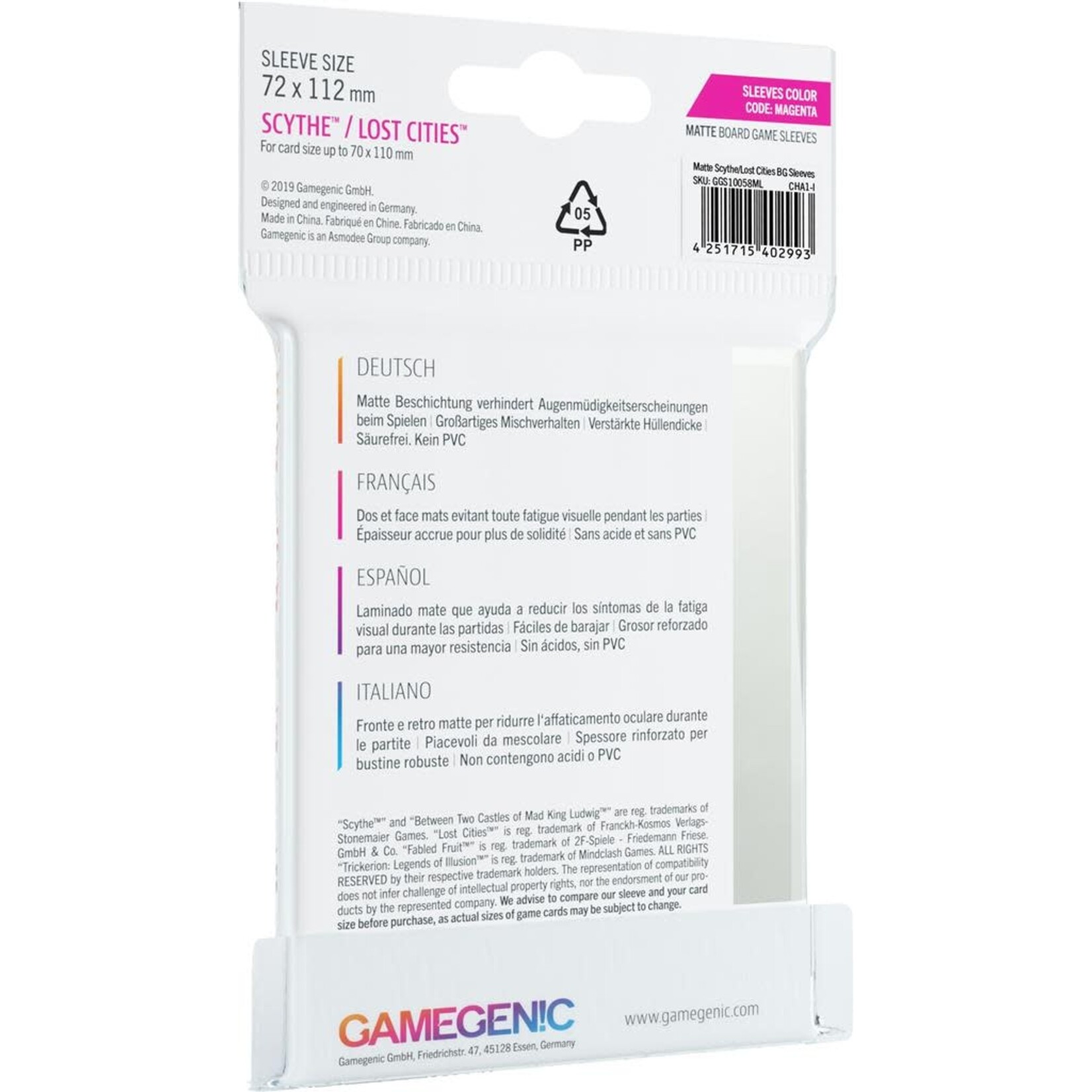 Gamegenic MATTE Sleeves: Scythe / Lost Cities and more! (72 x 112 mm)