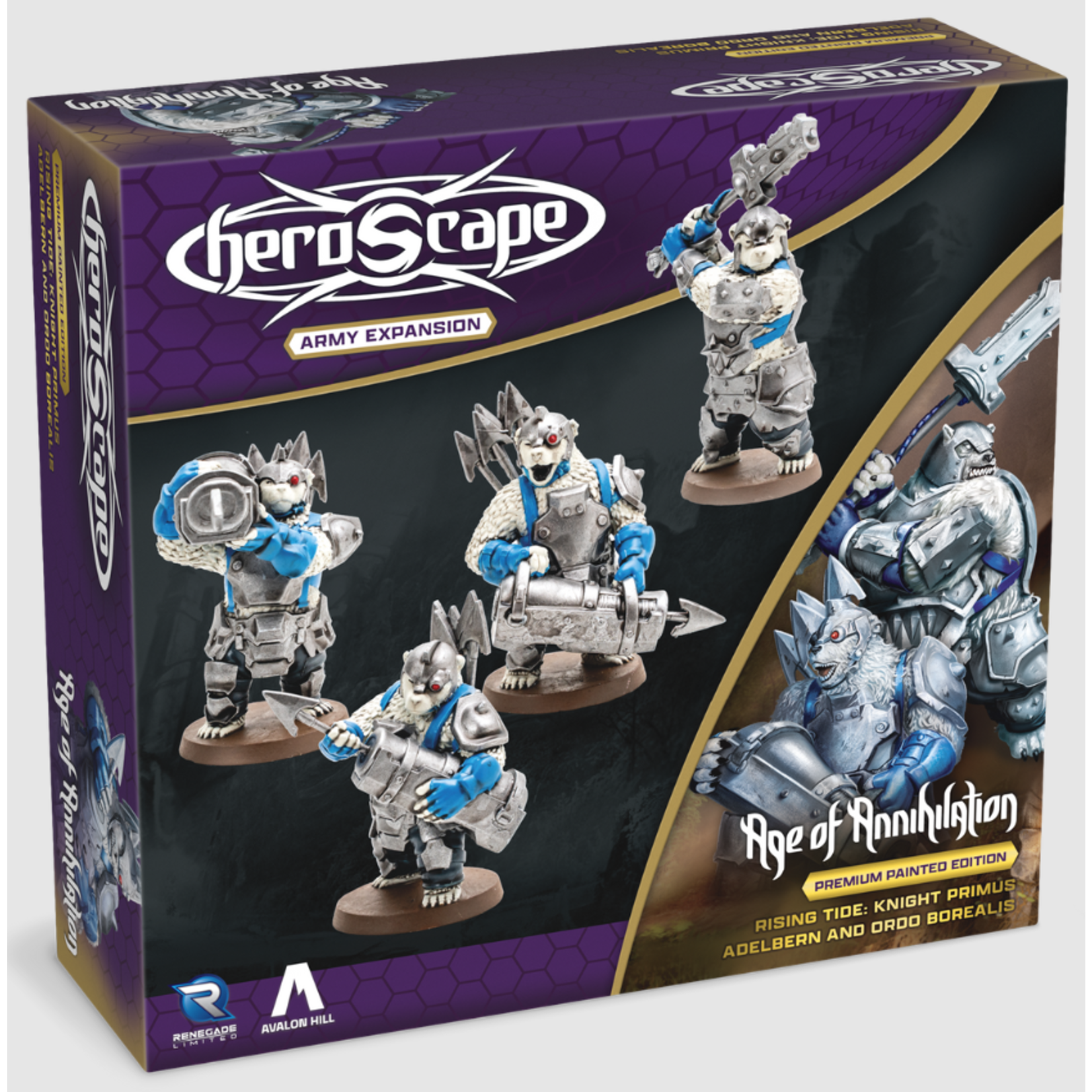 Renegade Game Studios Heroscape: Age of Annihilation: Rising Tide: Knight Primus Adelbern and Oroo Borealis Premium Painted Edition