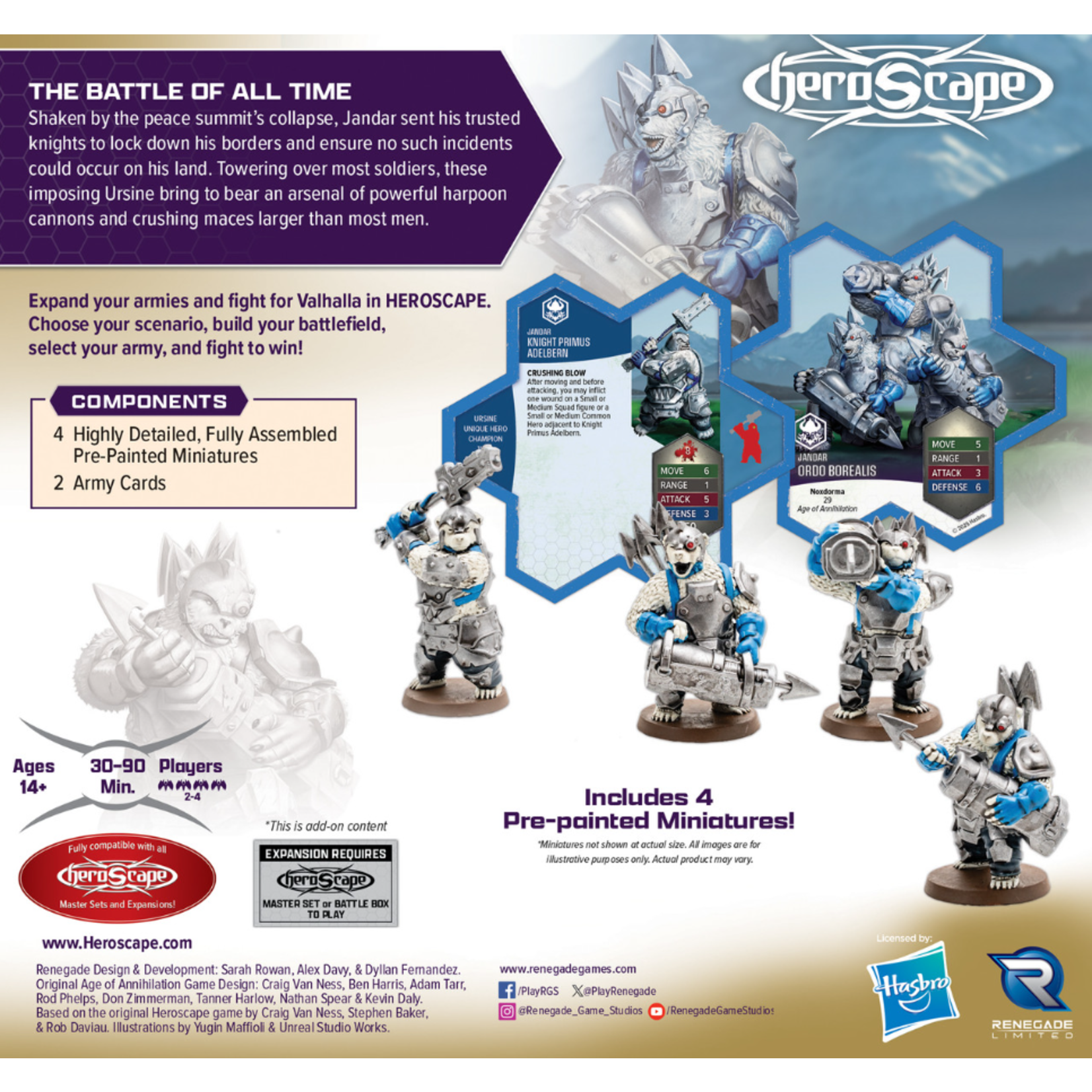 Renegade Game Studios Heroscape: Age of Annihilation: Rising Tide: Knight Primus Adelbern and Oroo Borealis Premium Painted Edition