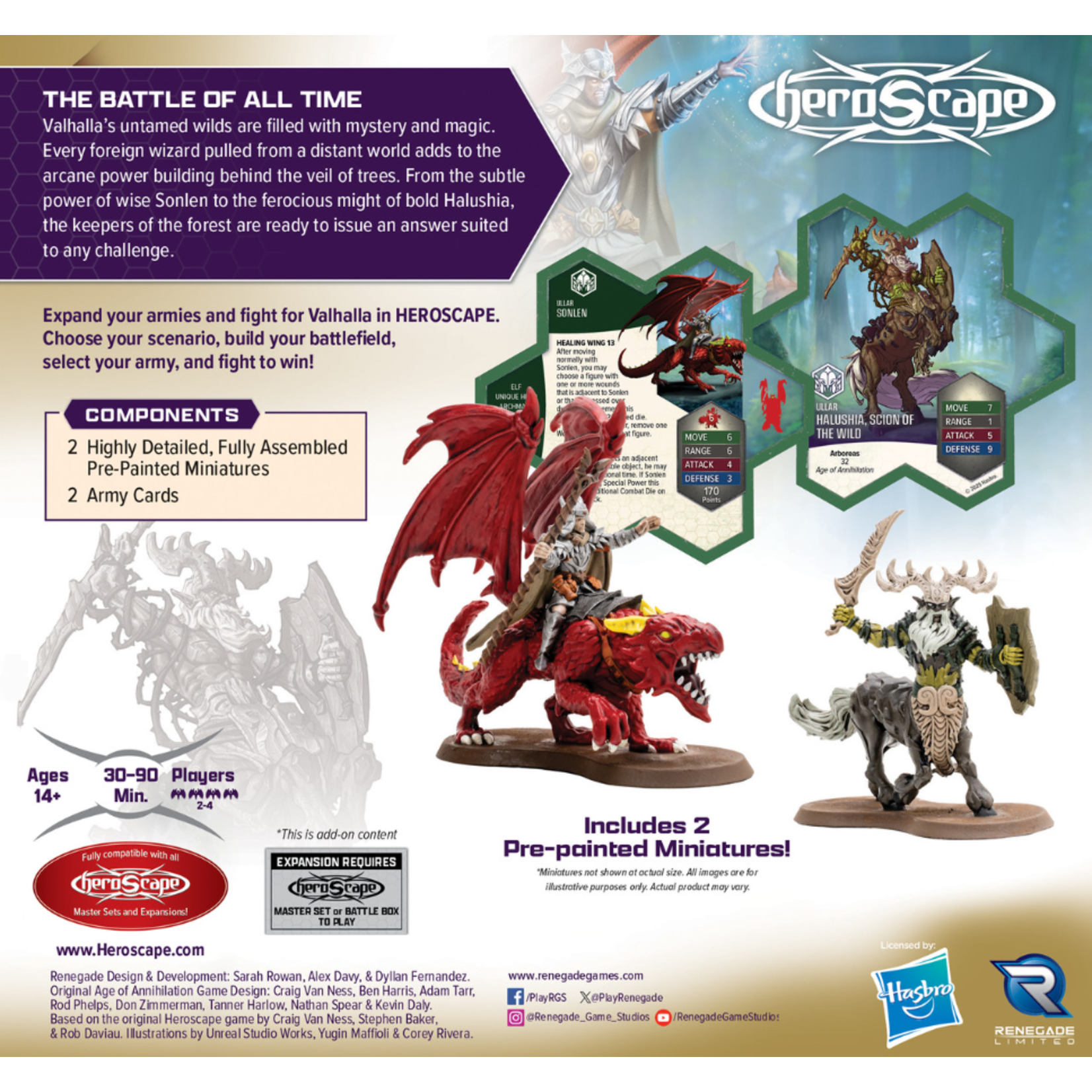 Renegade Game Studios Heroscape: Age of Annihilation: Rising Tide: Sonlen and Halushia, Scion of the Wild Premium Painted Edition