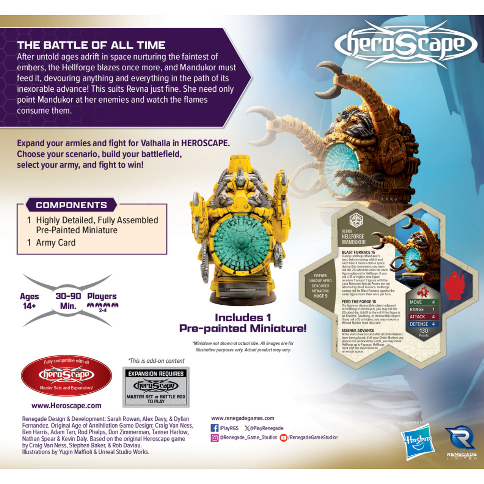 Renegade Game Studios Heroscape: Age of Annihilation: Rising Tide: Hellforge Mandukor Premium Painted Edition
