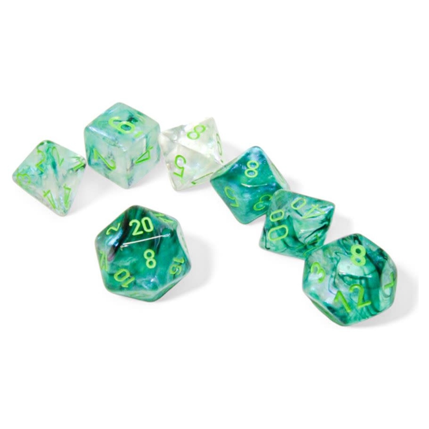 Chessex Polyhedral 7-Die Set: Borealis Kelp with light green