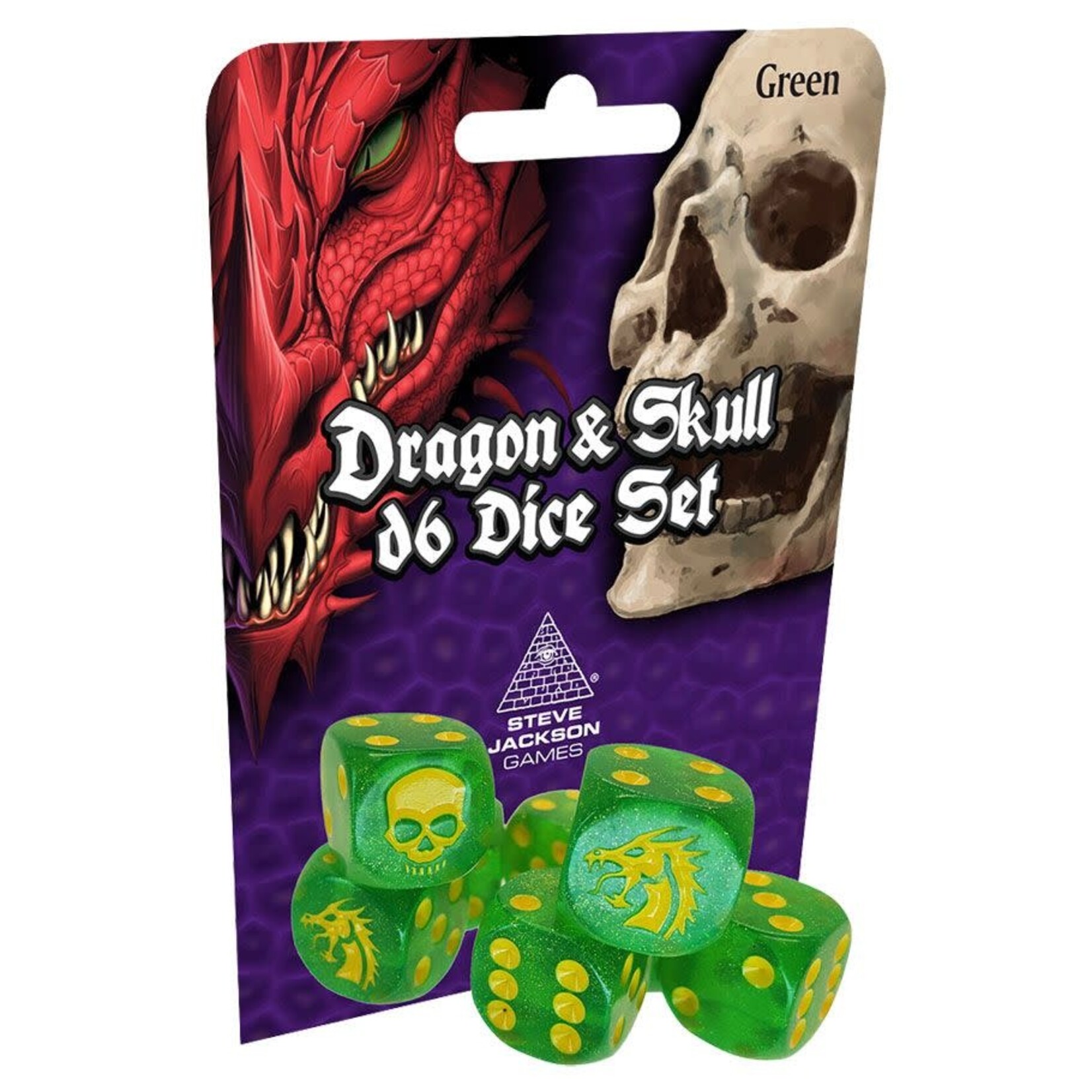 Steve Jackson Games Dragon & Skull D6 Dice Set: Green
