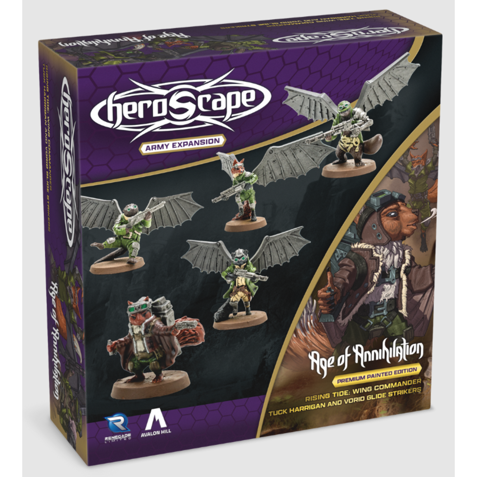 Renegade Game Studios Heroscape: Rising Tide: Wing Commander Tuck Harrigan and Vorid Glide Strikers Premium Painted Edition