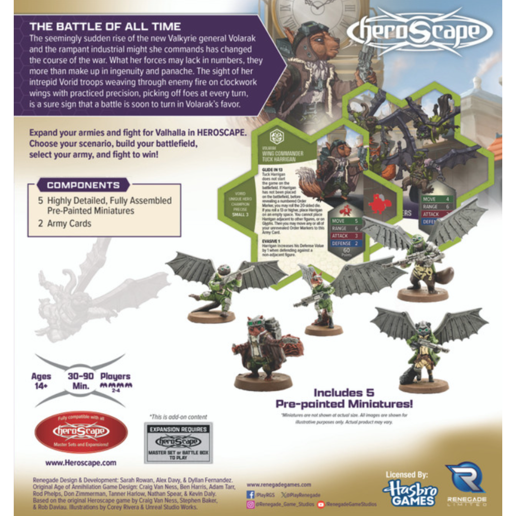 Renegade Game Studios Heroscape: Rising Tide: Wing Commander Tuck Harrigan and Vorid Glide Strikers Premium Painted Edition