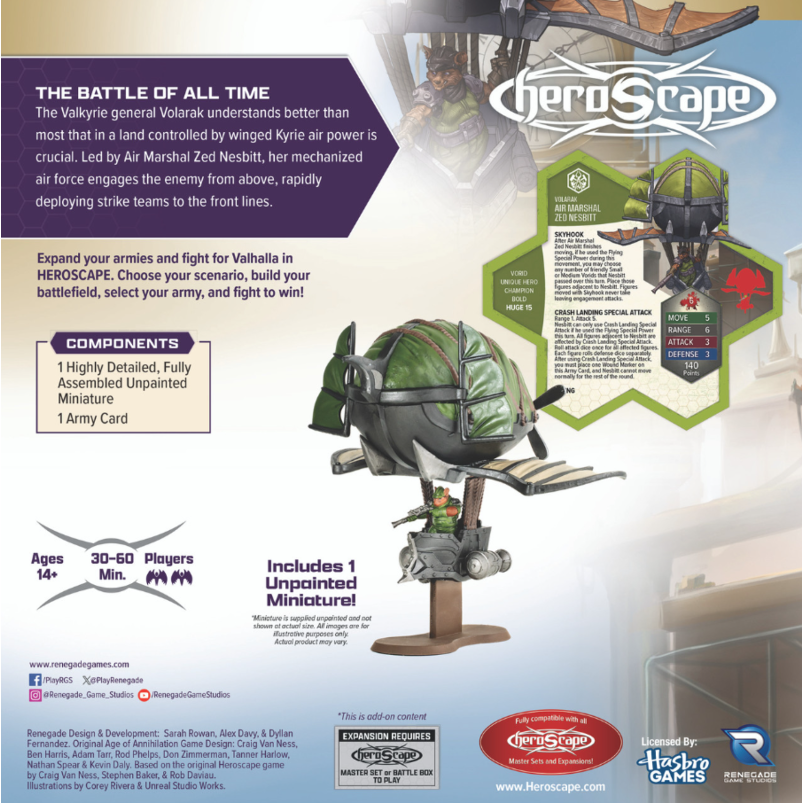 Renegade Game Studios Heroscape: Boiling Tension: Air Marshal Zed Nesbitt