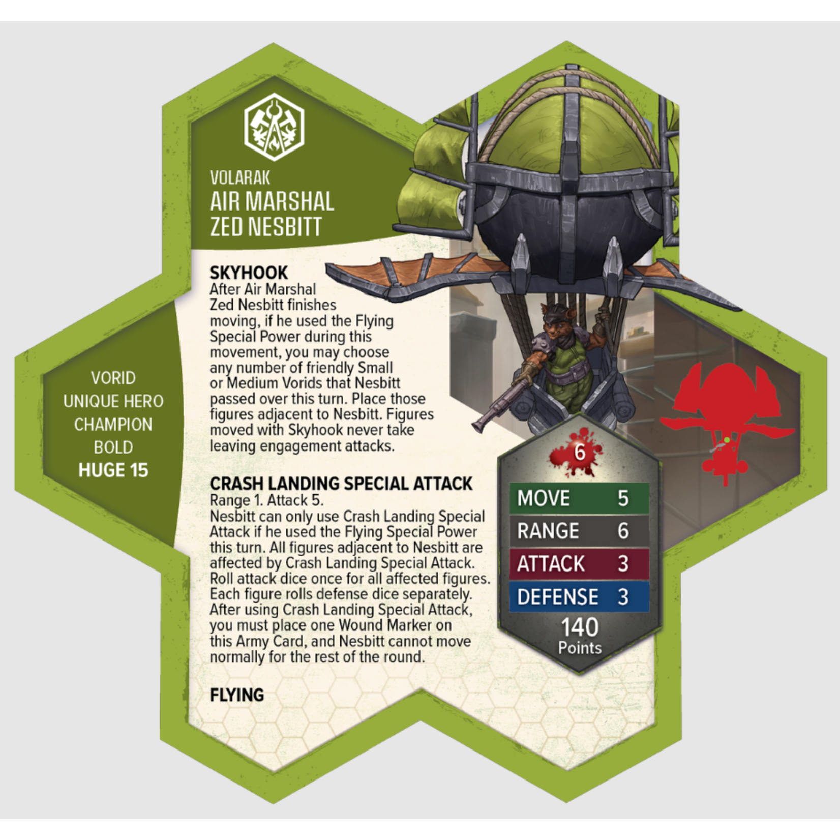 Renegade Game Studios Heroscape: Boiling Tension: Air Marshal Zed Nesbitt