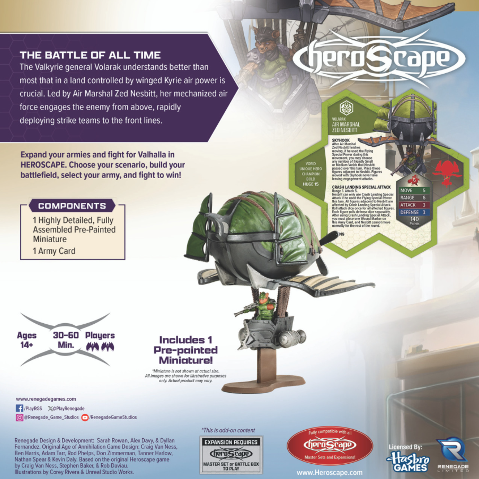 Renegade Game Studios Heroscape: Boiling Tension: Air Marshal Zed Nesbitt Premium Painted Edition