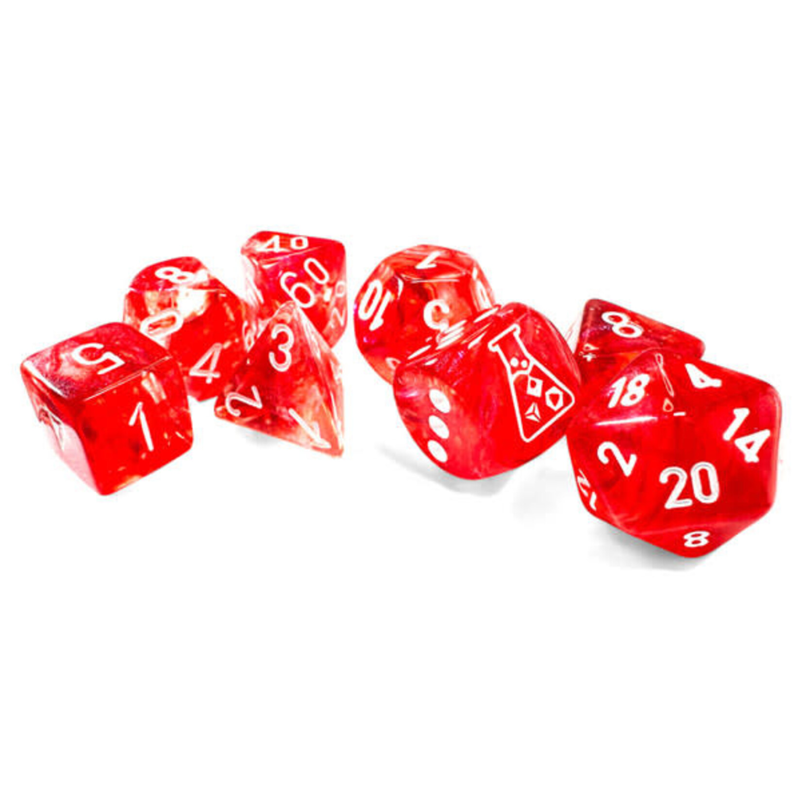 Chessex Lab Dice: Borealis Passion with White Polyhedral 7-Die Set