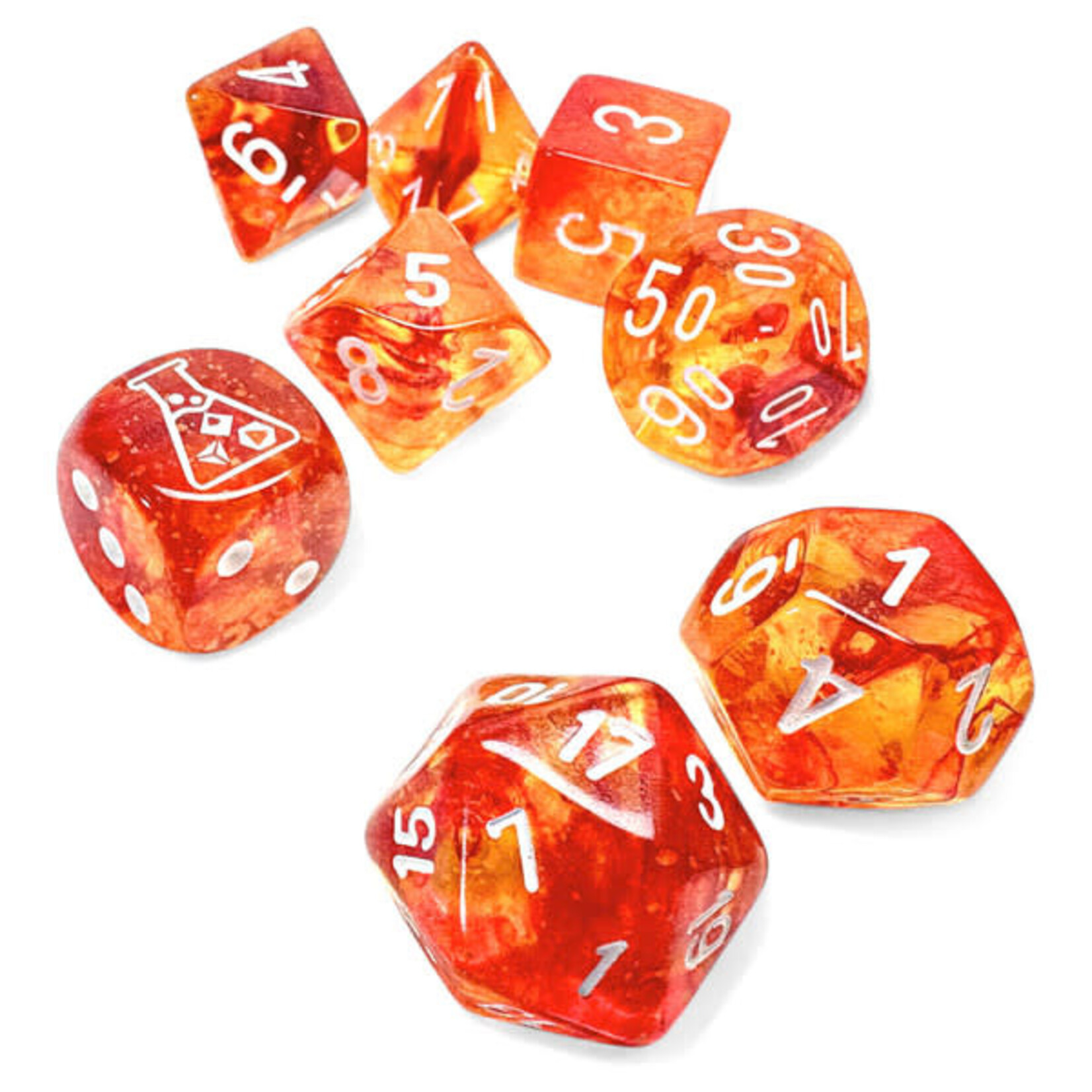 Chessex Lab Dice: Nebula Molten with White Polyhedral 7-Die Set