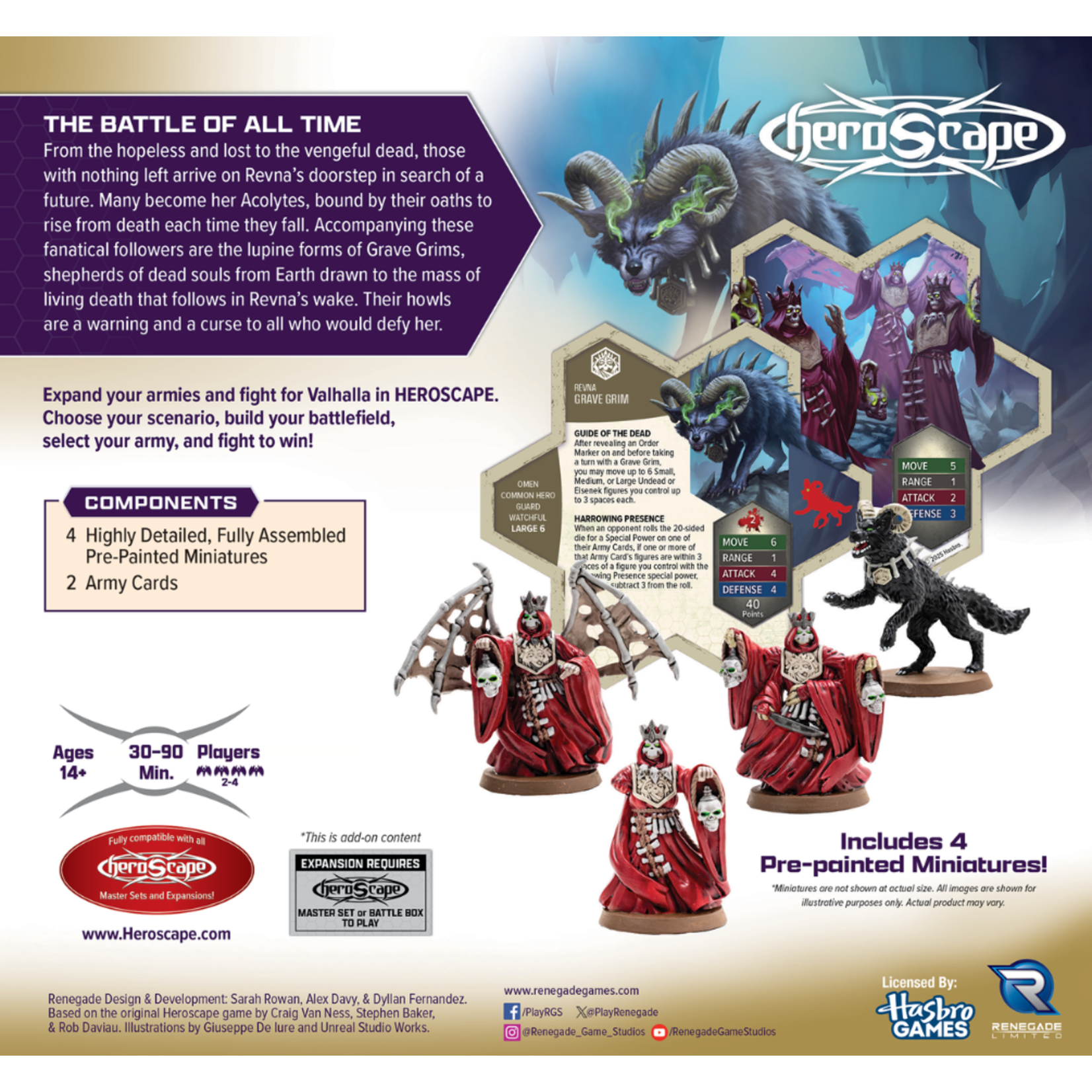 Renegade Game Studios Heroscape: Age of Annihilation: Boiling Tension: Revnan Acolytes and Grave Grim Premium Painted Edition