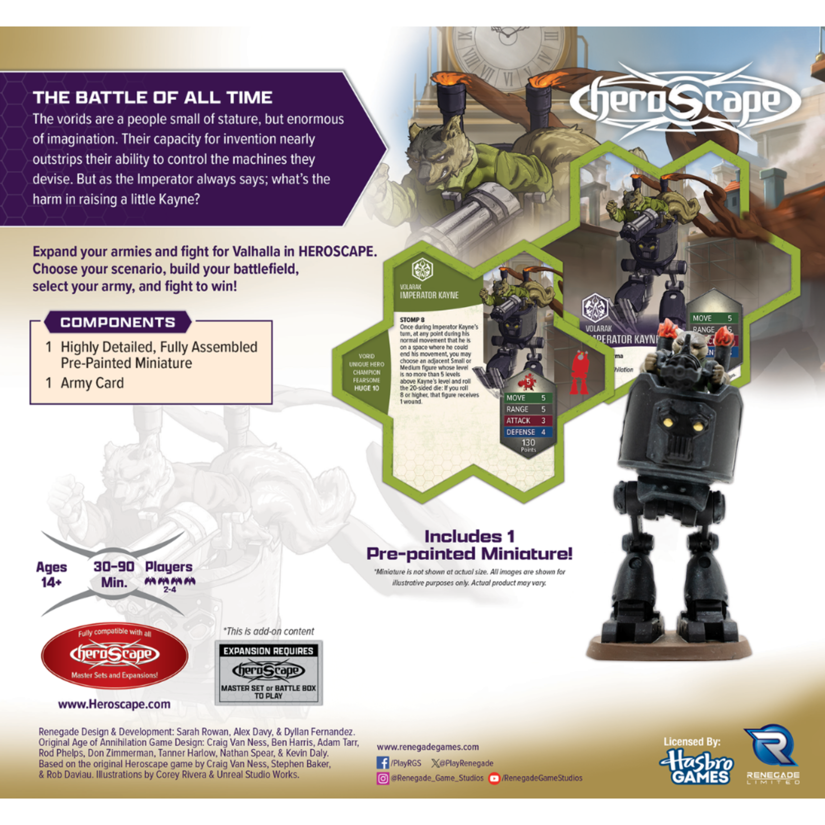 Renegade Game Studios Heroscape: Age of Annihilation: Boiling Tension: Imperator Kayne Premium Painted Edition