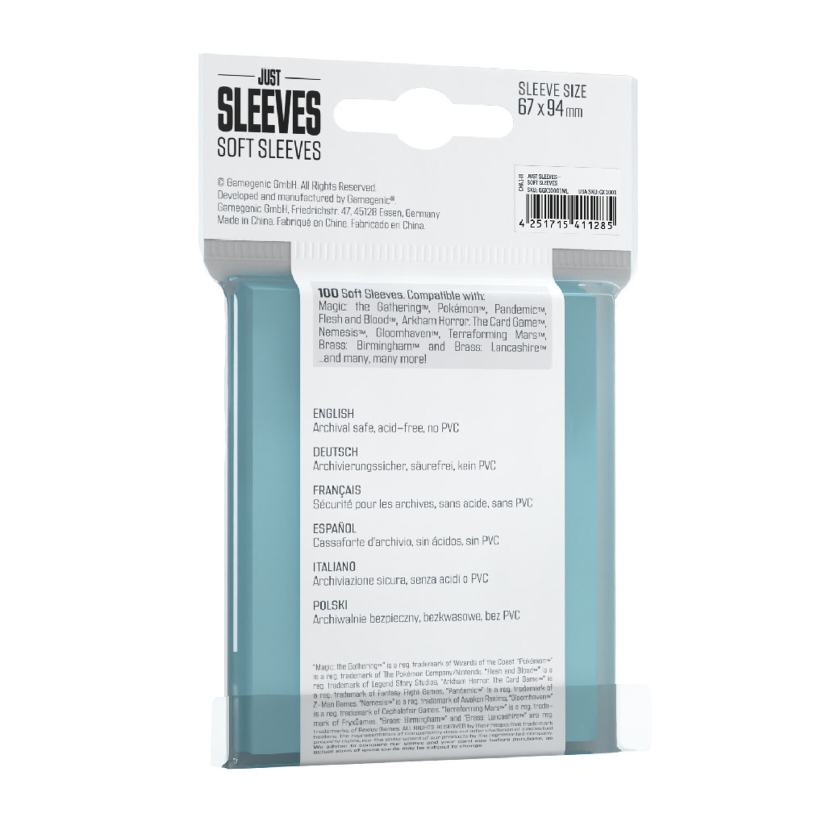 Gamegenic Just Sleeves: 100 Standard Card Game Sleeves: Soft Sleeves