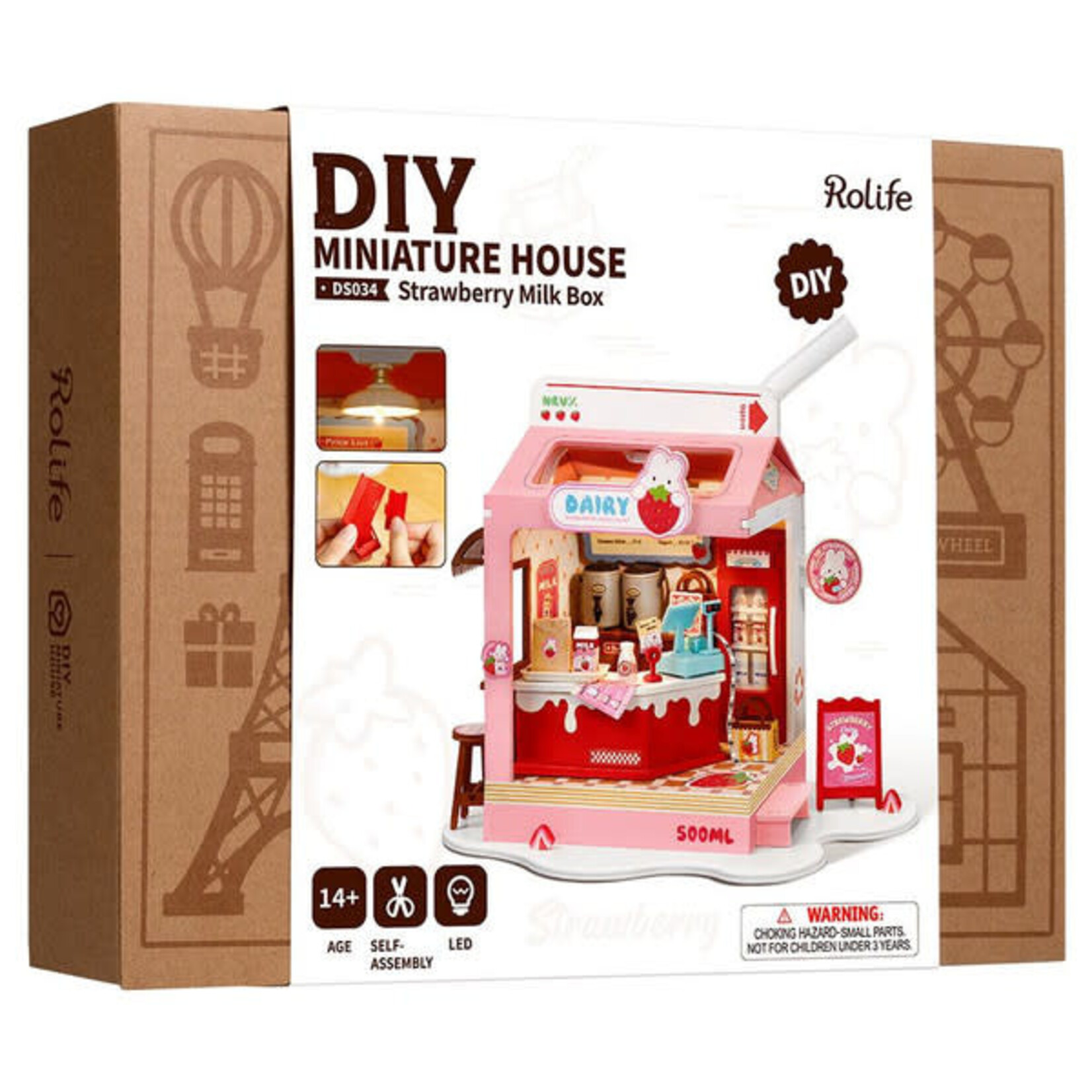 Robotime Rolife: Strawberry Milk Box DIY Miniature House