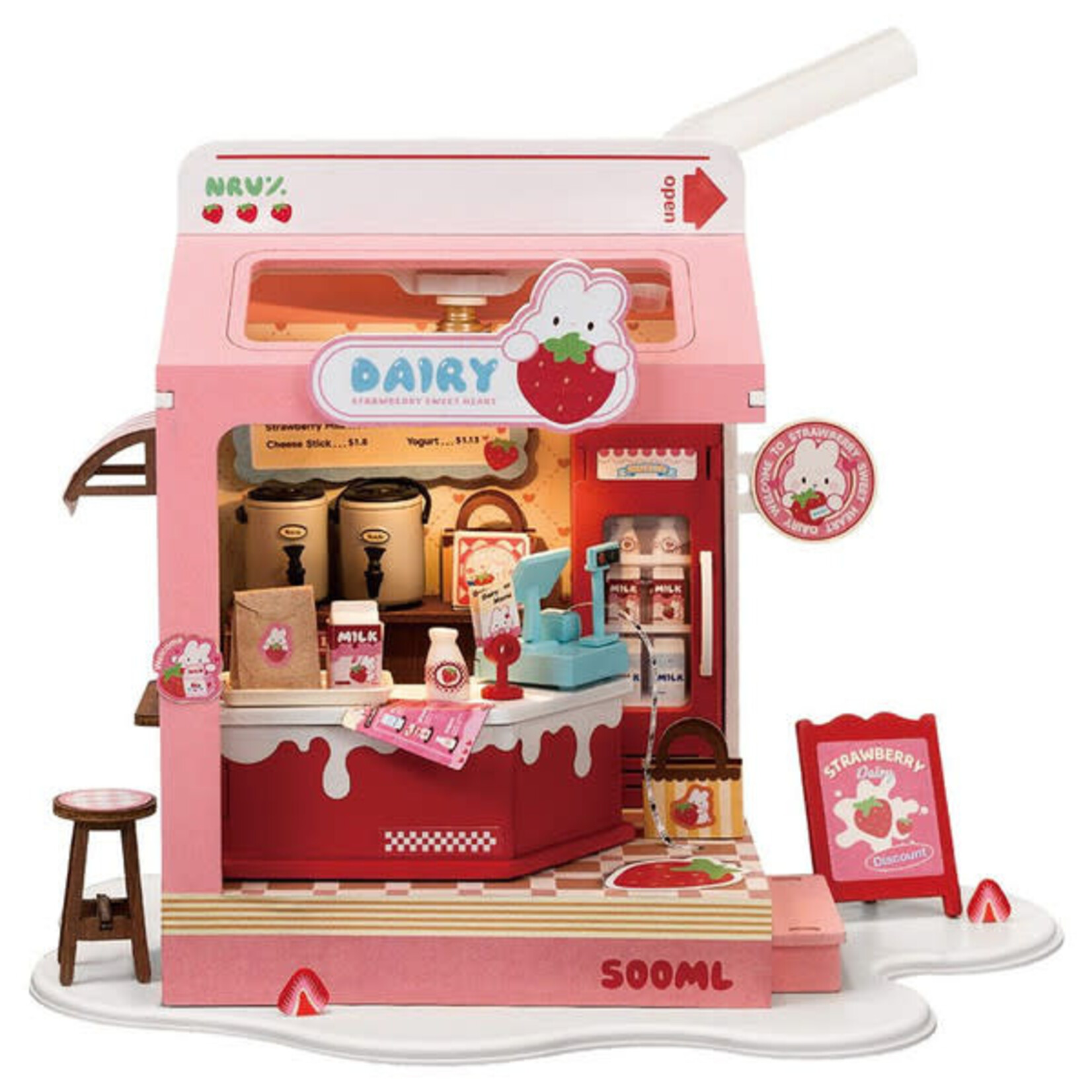 Robotime Rolife: Strawberry Milk Box DIY Miniature House