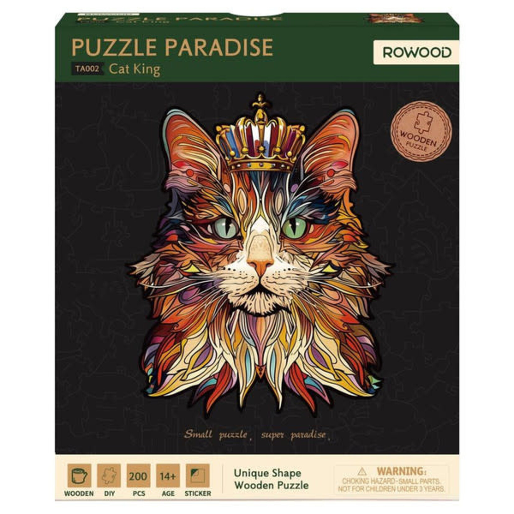 Robotime Rowood: Puzzle Paradise: Cat King 200 piece puzzle