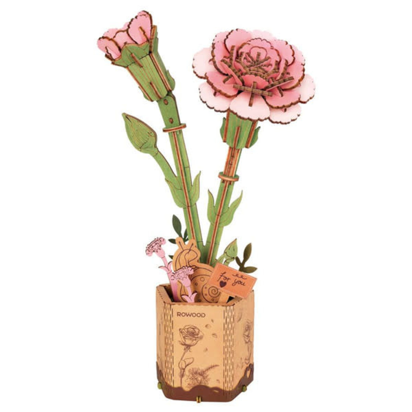 Robotime Rowood: Pink Carnation Wooden Bloom Craft