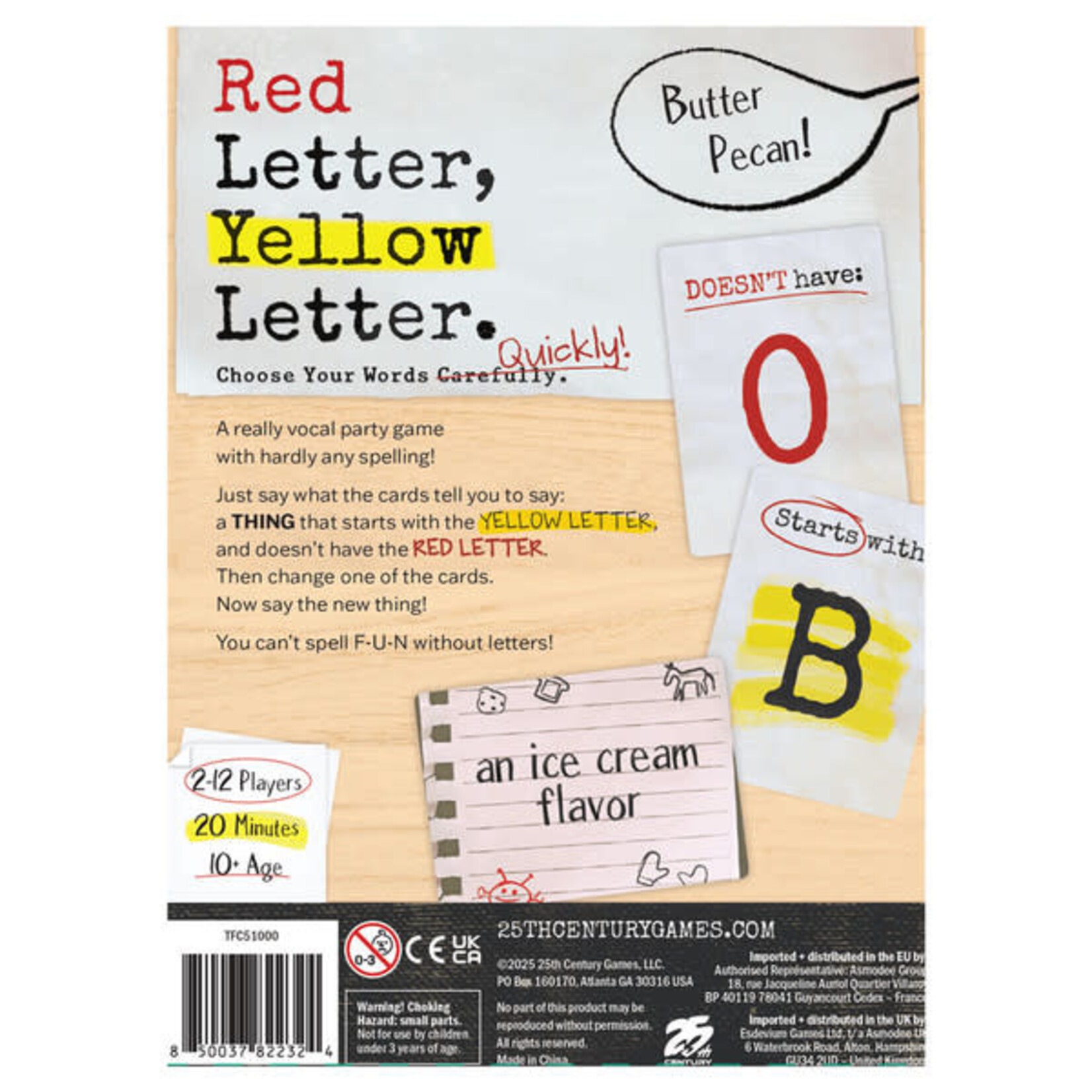 25th Century Games Red Letter, Yellow Letter.