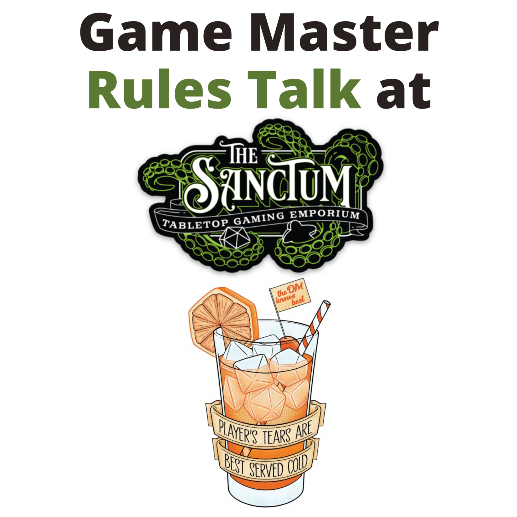 RPG Community Event: 10/23/25, 7 pm: Game Master Rules Talk