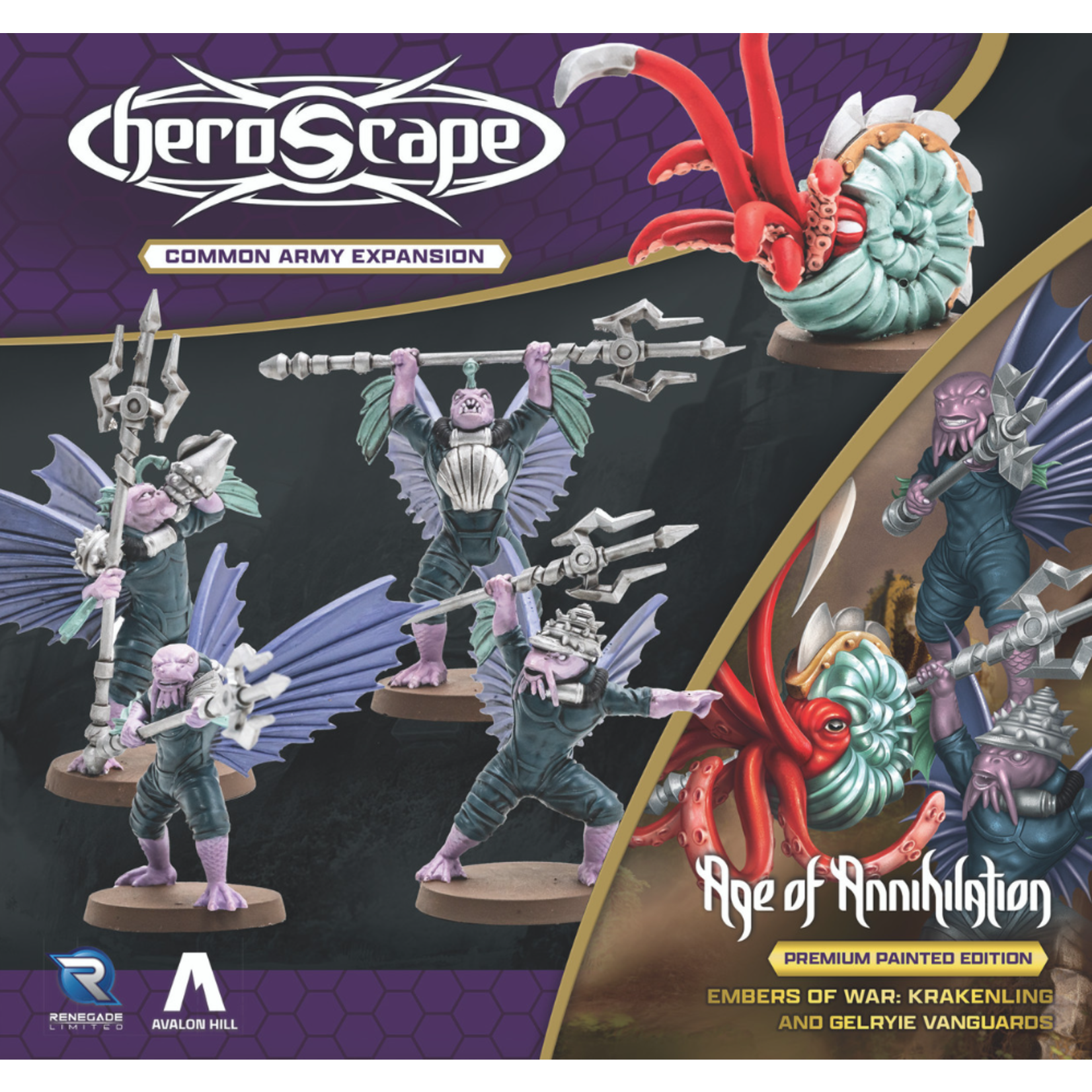 Renegade Game Studios Heroscape: Age of Annihilation: Embers of War: Krakenling and Gelyrie Vanguards Premium Painted Edition